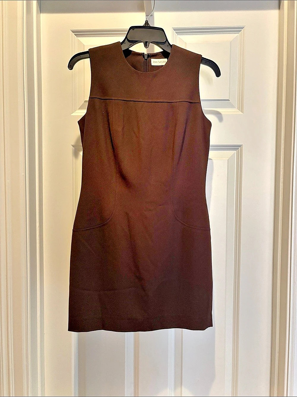 Ann Taylor Brown Sleeveless Sheath Dress- Dark Brown- 70% Triacetate, 30% polyes